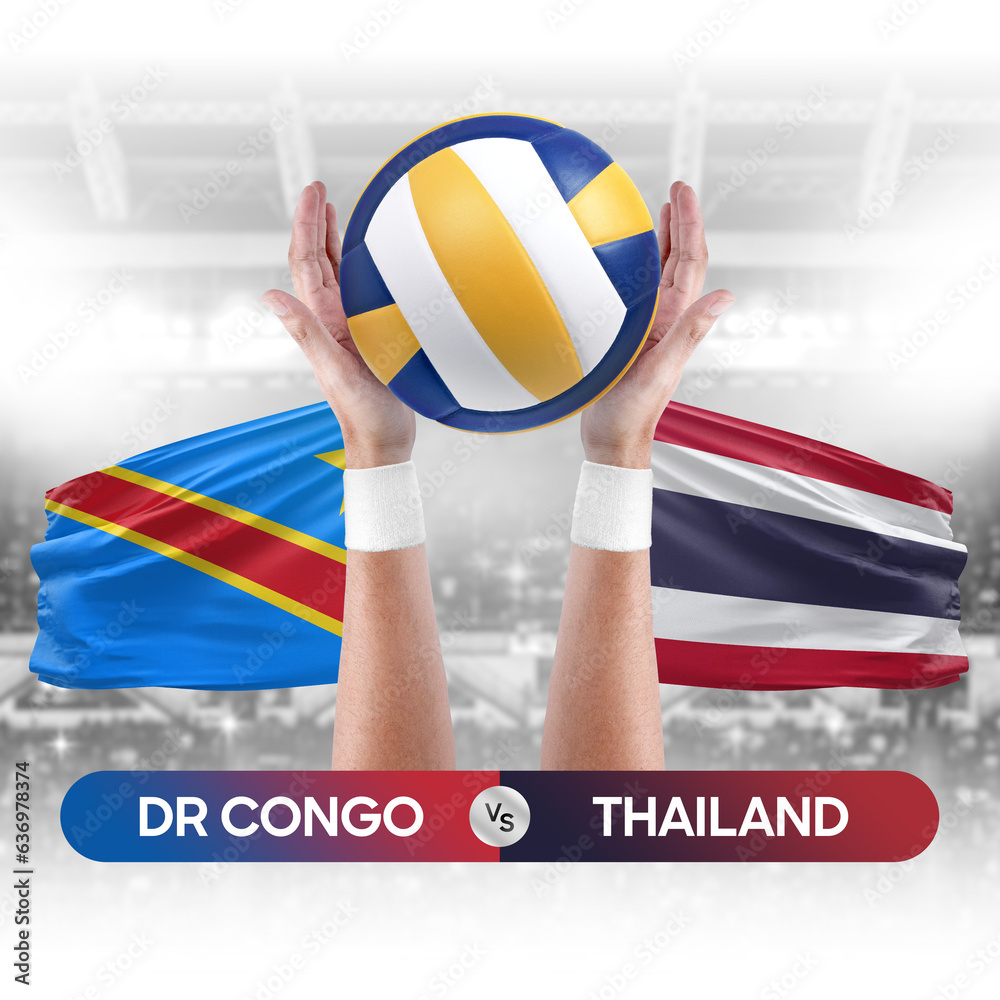 Dr Congo vs Thailand national teams volleyball volley ball match competition concept.