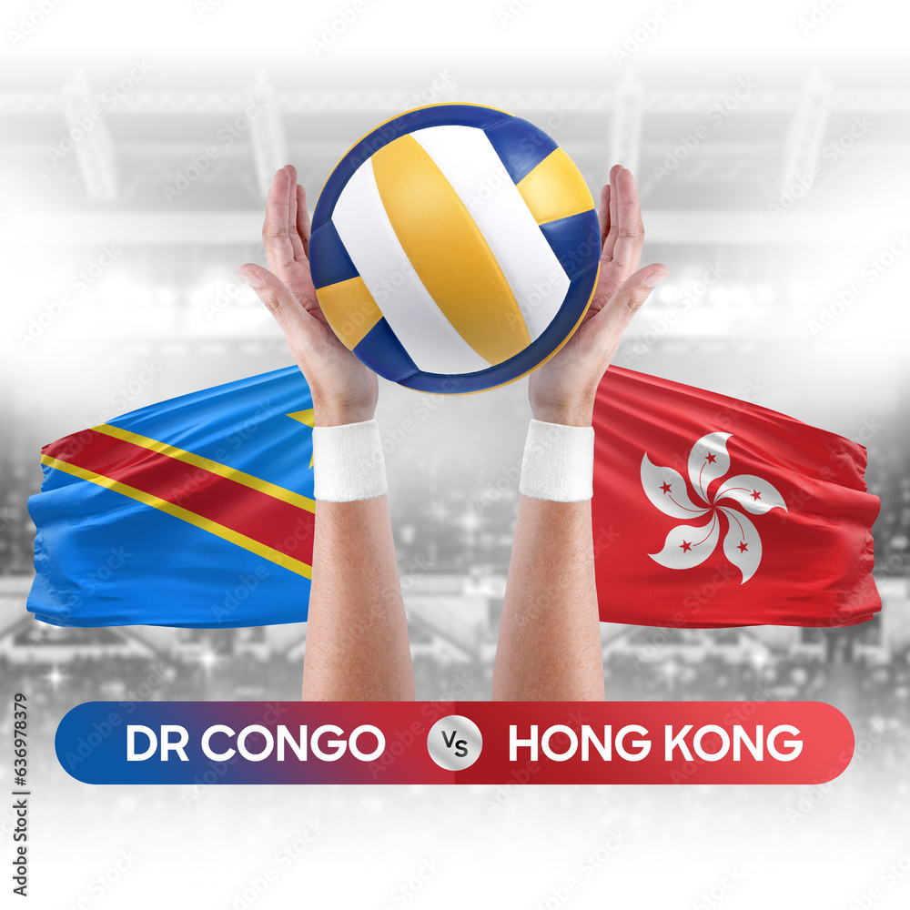 Dr Congo vs Hong Kong national teams volleyball volley ball match competition concept.