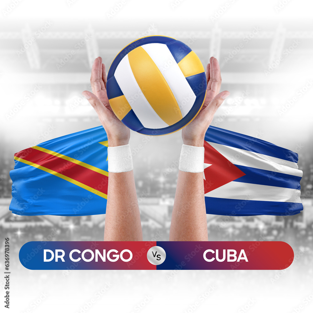 Dr Congo vs Cuba national teams volleyball volley ball match competition concept.