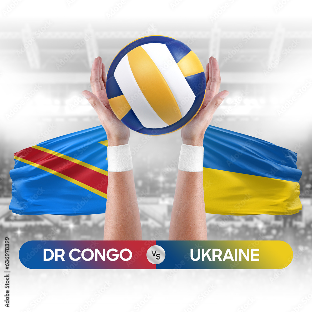 Dr Congo vs Ukraine national teams volleyball volley ball match competition concept.
