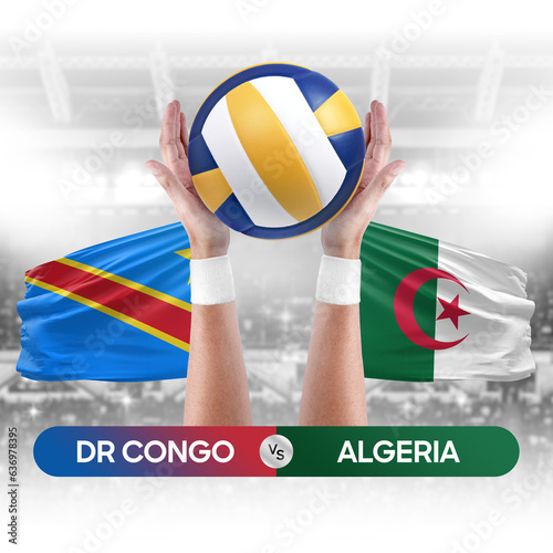 Dr Congo vs Algeria national teams volleyball volley ball match competition concept.
