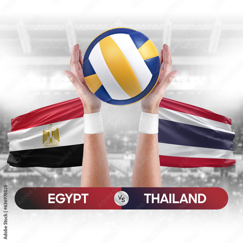 Egypt vs Thailand national teams volleyball volley ball match competition concept.