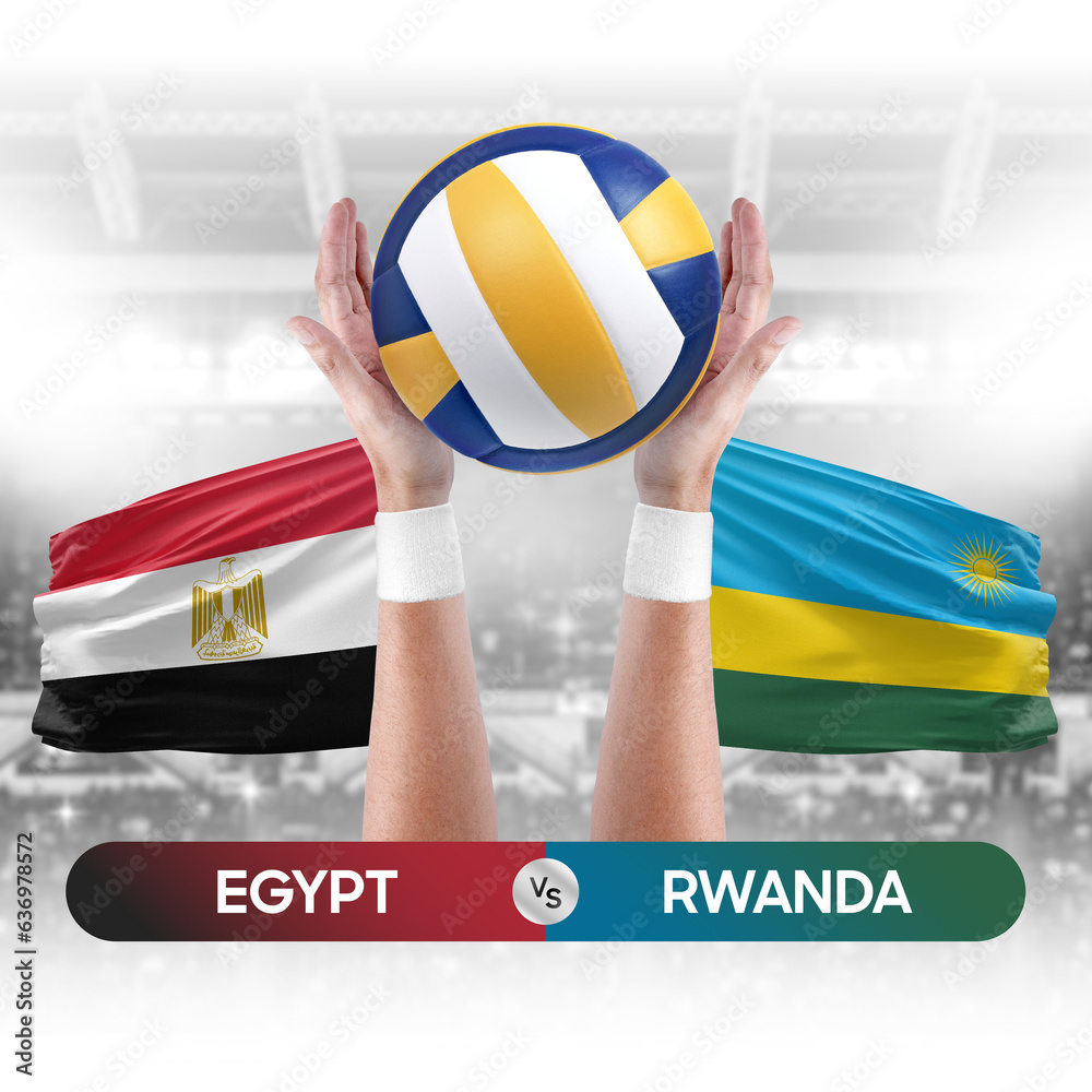 Egypt vs Rwanda national teams volleyball volley ball match competition concept.