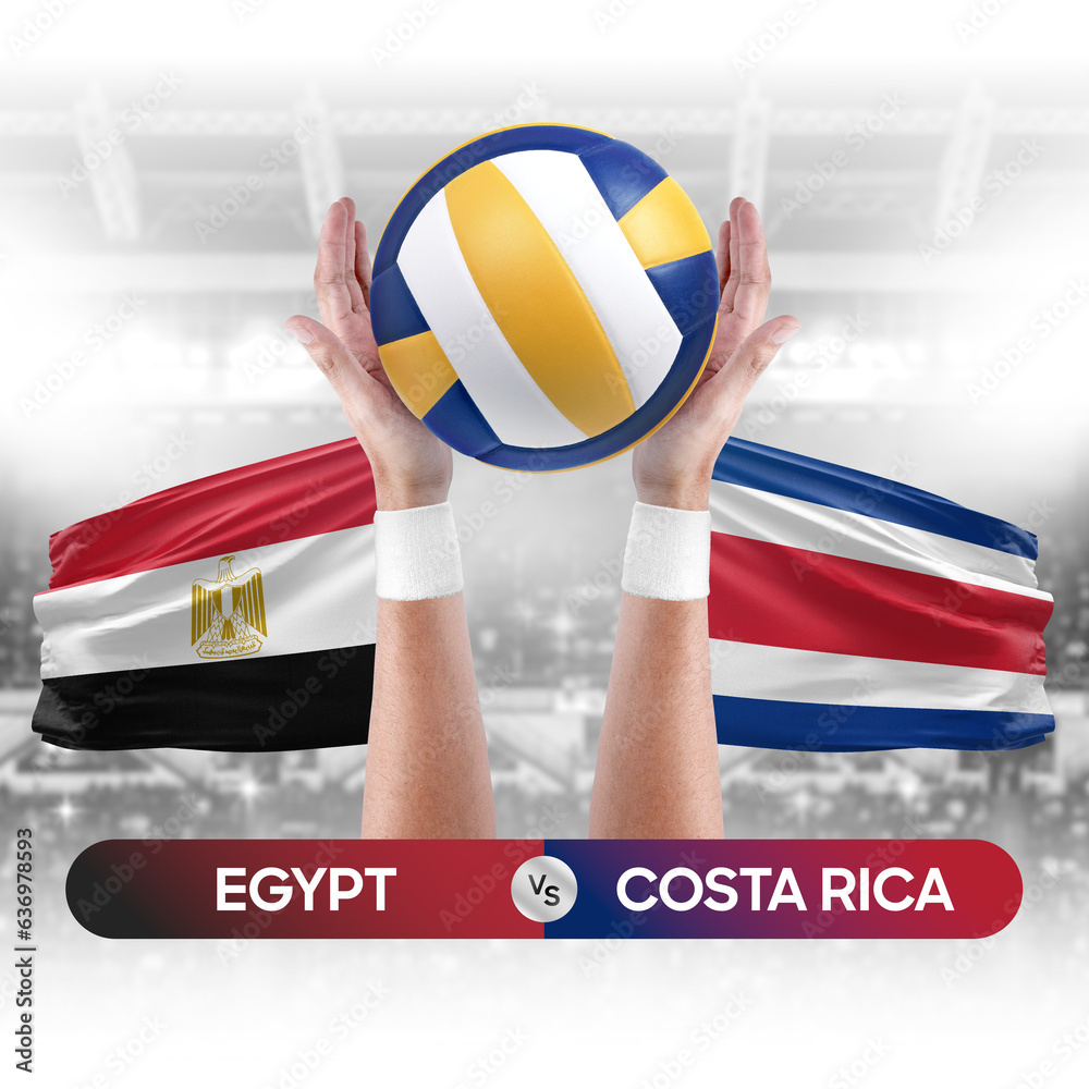 Egypt vs Costa Rica national teams volleyball volley ball match competition concept.