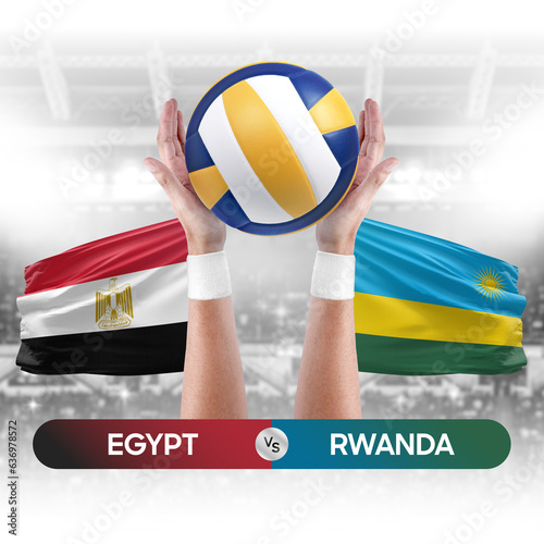 Egypt vs Rwanda national teams volleyball volley ball match competition concept.