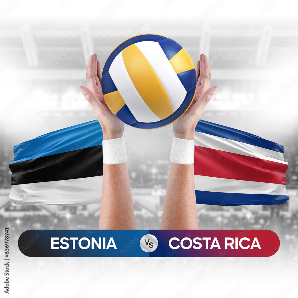 Estonia vs Costa Rica national teams volleyball volley ball match competition concept.