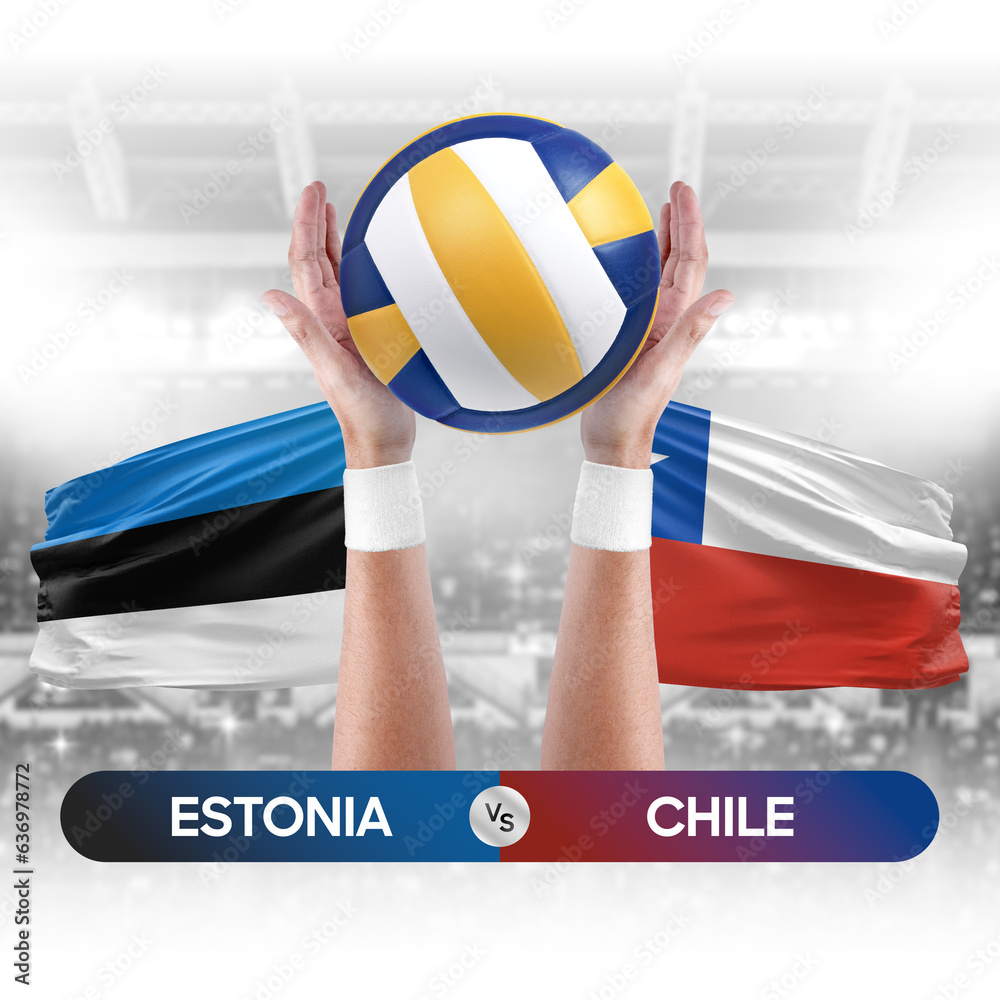 Estonia vs Chile national teams volleyball volley ball match competition concept.