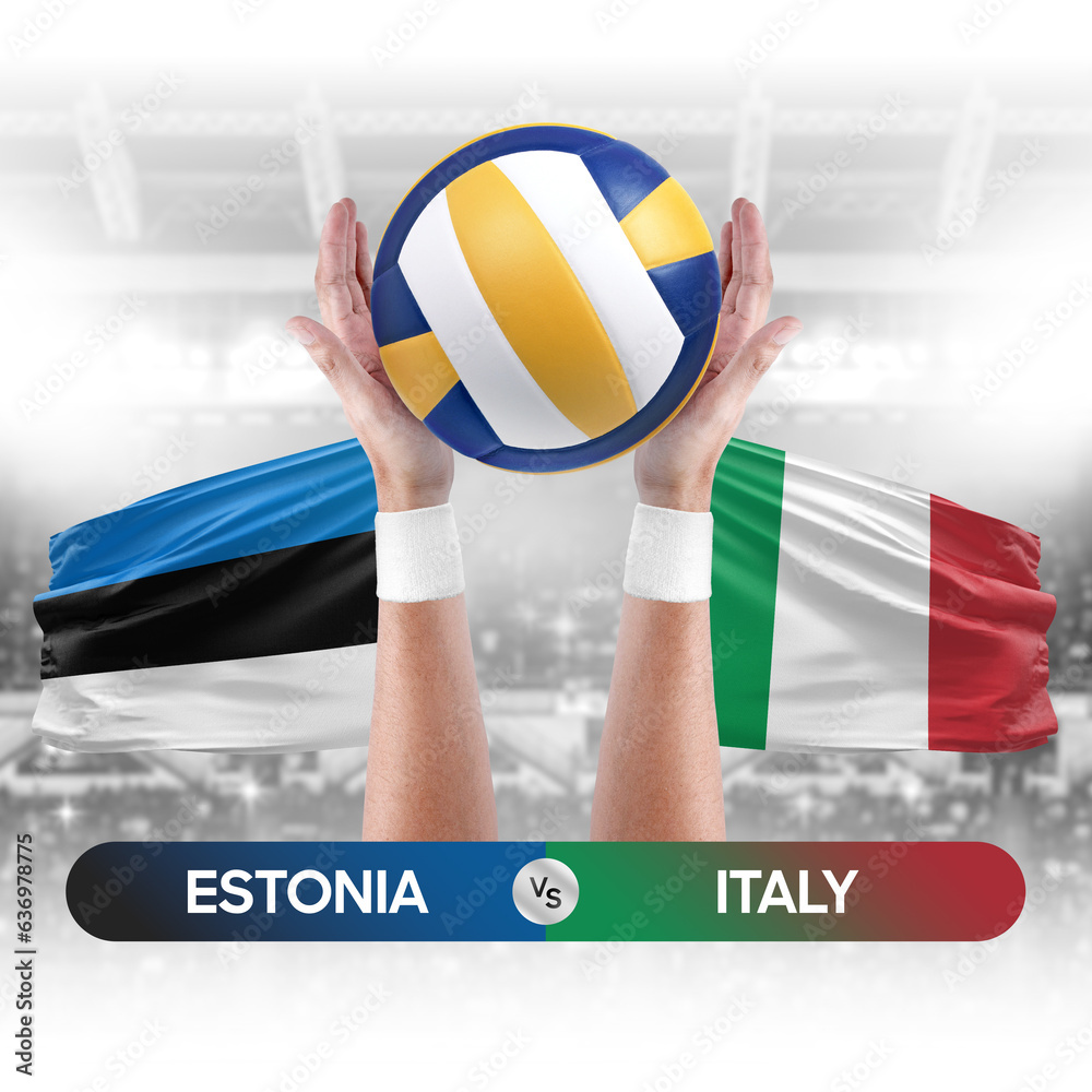 Estonia vs Italy national teams volleyball volley ball match competition concept.