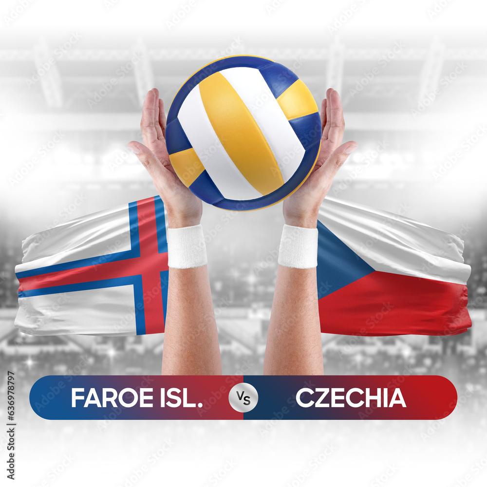 Faroe Islands vs Czechia national teams volleyball volley ball match competition concept.