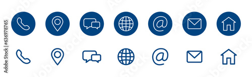 Contact Us thin line icon set. Communication icons. Contact, call, email, сhat, support etc. Vector icon.