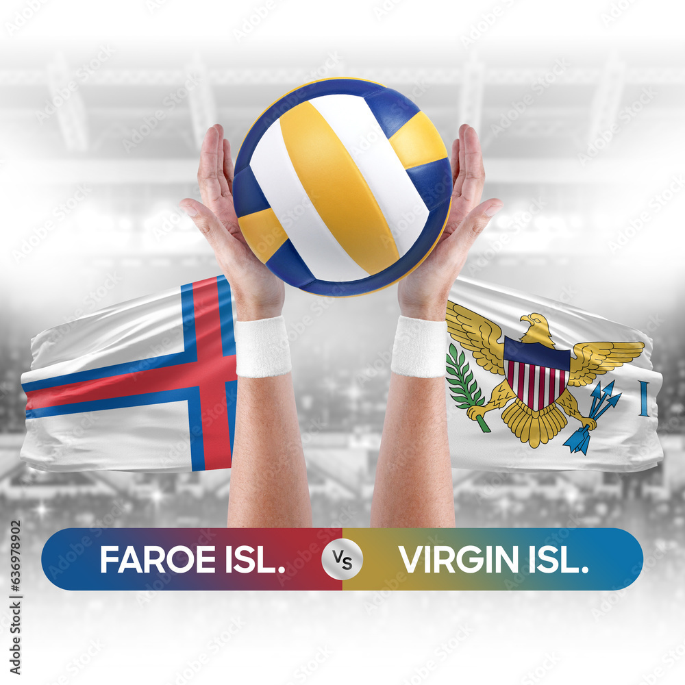 Faroe Islands vs Virgin Islands national teams volleyball volley ball match competition concept.