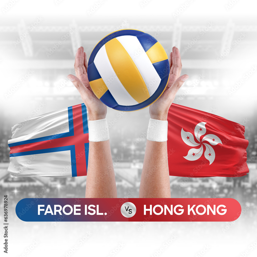 Faroe Islands vs Hong Kong national teams volleyball volley ball match competition concept.