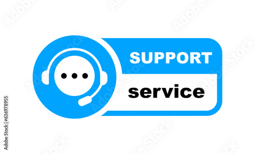 Support Service badge. Help chat, customer service, hotline and call center. Vector icon.