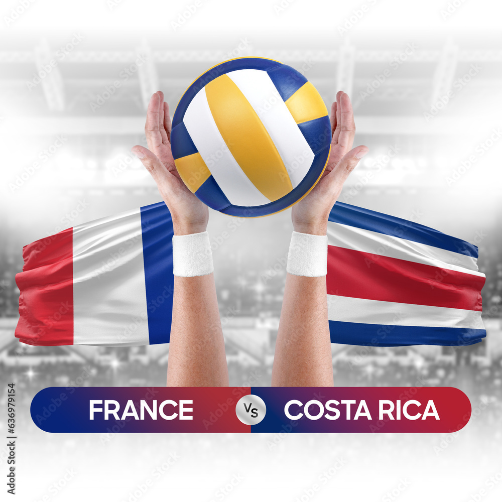 France vs Costa Rica national teams volleyball volley ball match competition concept.