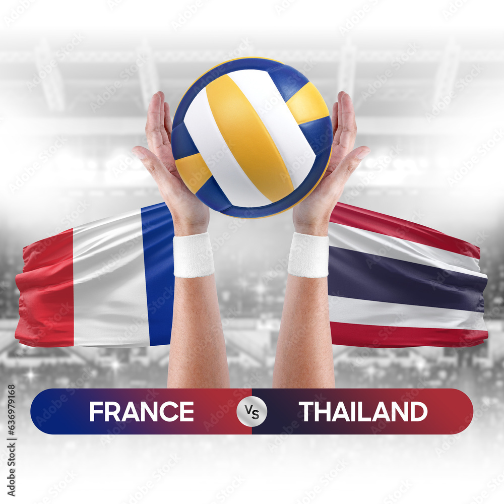 France vs Thailand national teams volleyball volley ball match competition concept.