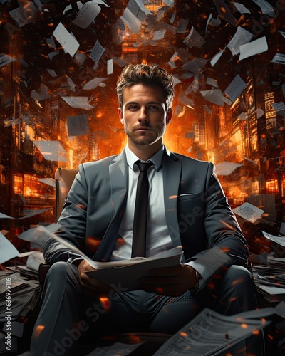 Professional modern business background, corporate, digital collage, bright lighting, daytime, office photograph, energetic mood, photo manipulation technique