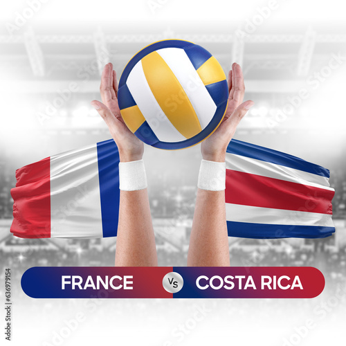 France vs Costa Rica national teams volleyball volley ball match competition concept.