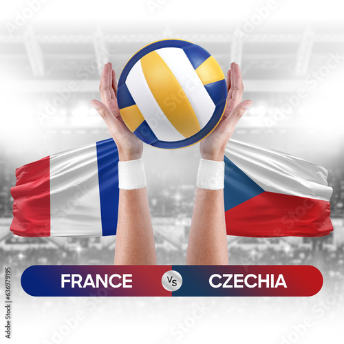 France vs Czechia national teams volleyball volley ball match competition concept.