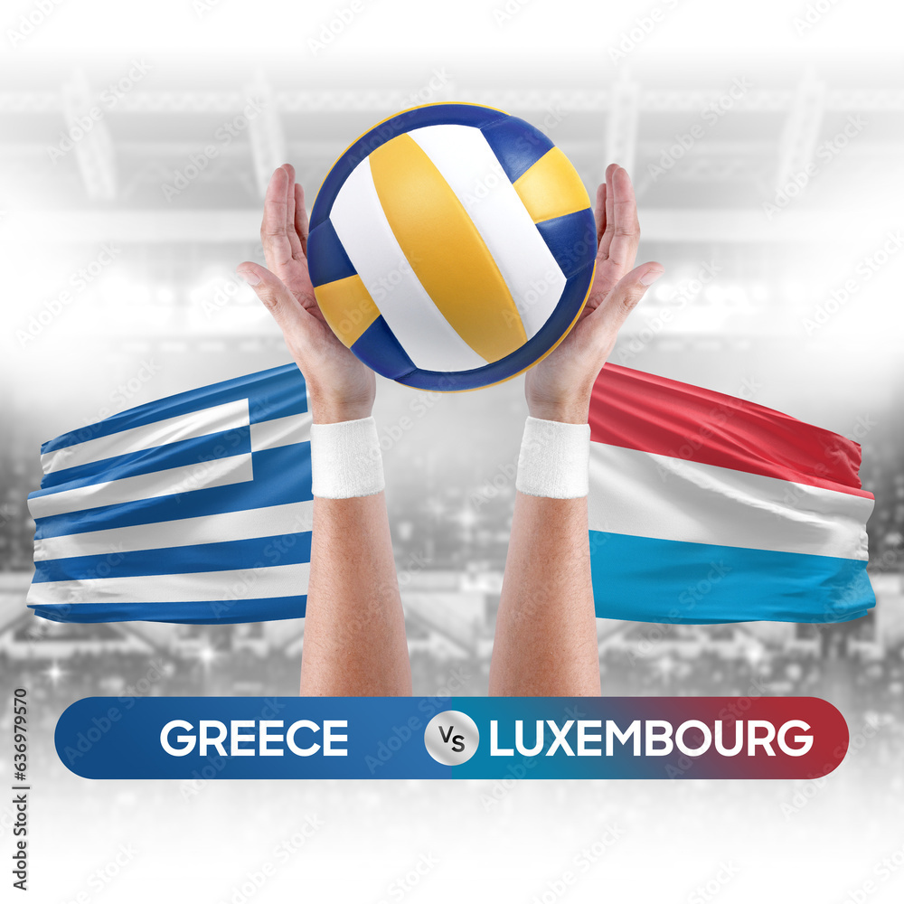 Greece vs Luxembourg national teams volleyball volley ball match competition concept.