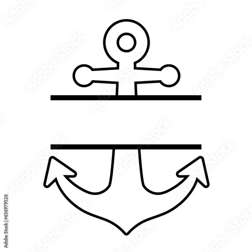 Anchor split monogram frame outline icon. Clipart image isolated on white background