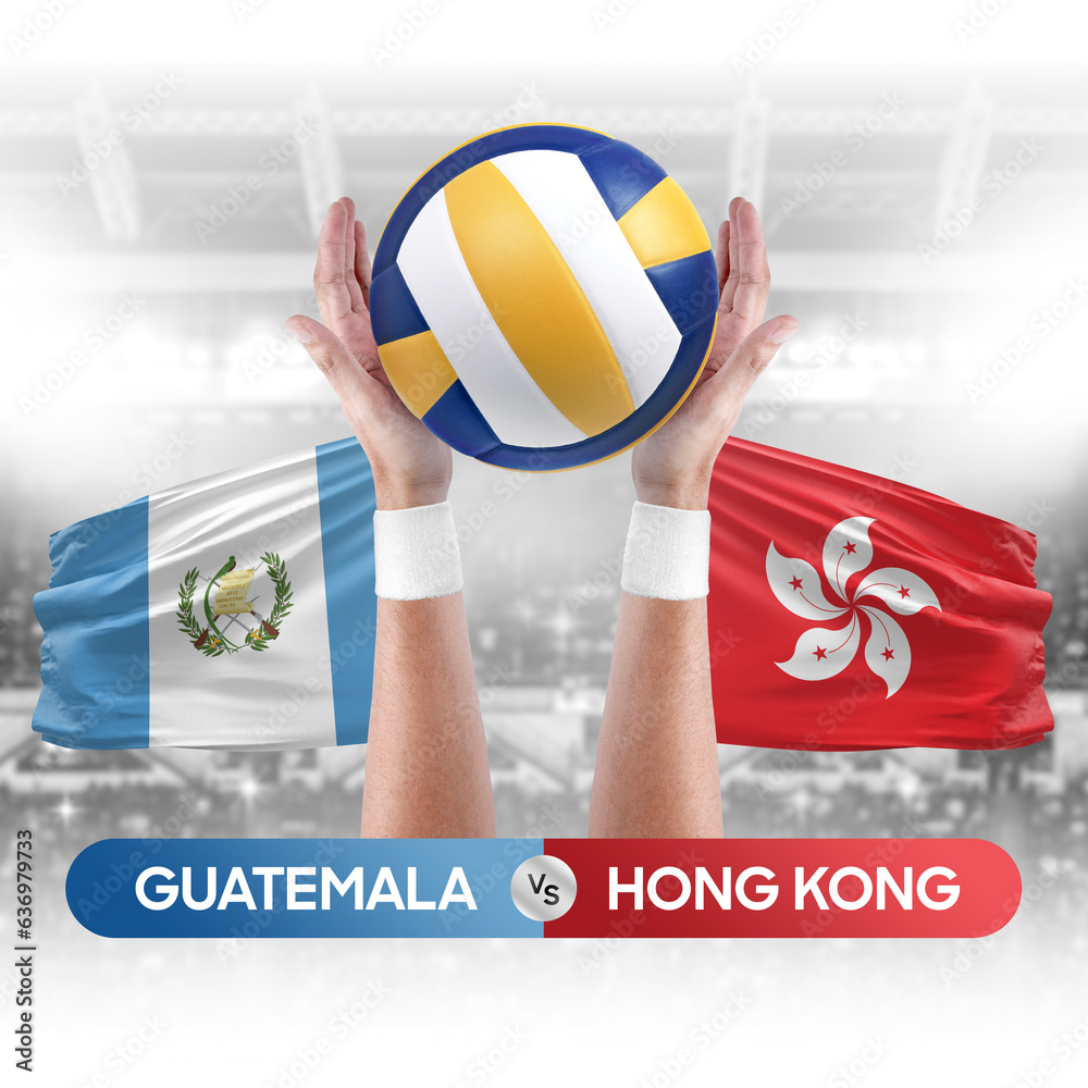 Guatemala vs Hong Kong national teams volleyball volley ball match competition concept.