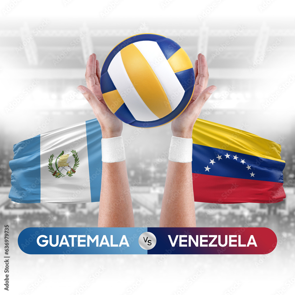 Guatemala vs Venezuela national teams volleyball volley ball match competition concept.