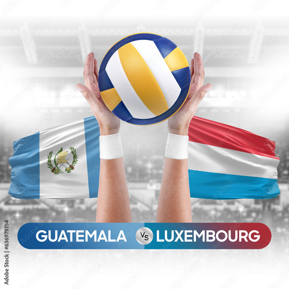 Guatemala vs Luxembourg national teams volleyball volley ball match competition concept.