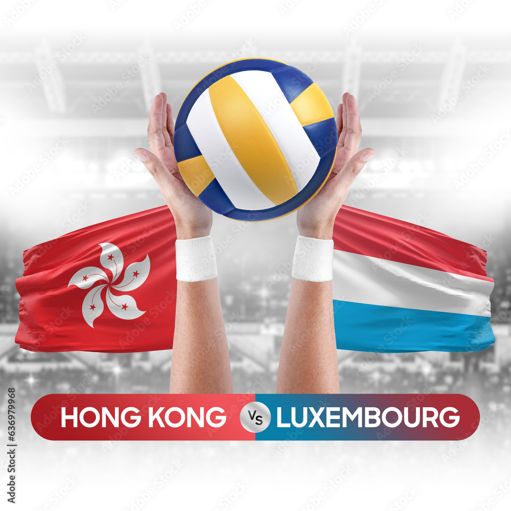 Hong Kong vs Luxembourg national teams volleyball volley ball match competition concept.