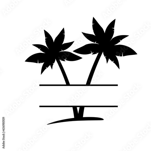 Beach palm tree slpit monogram icon. Clipart image isolated on white background