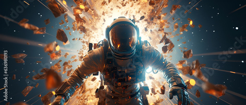 Full frame dynamic composition dynamic pose astronaut, generative ai
