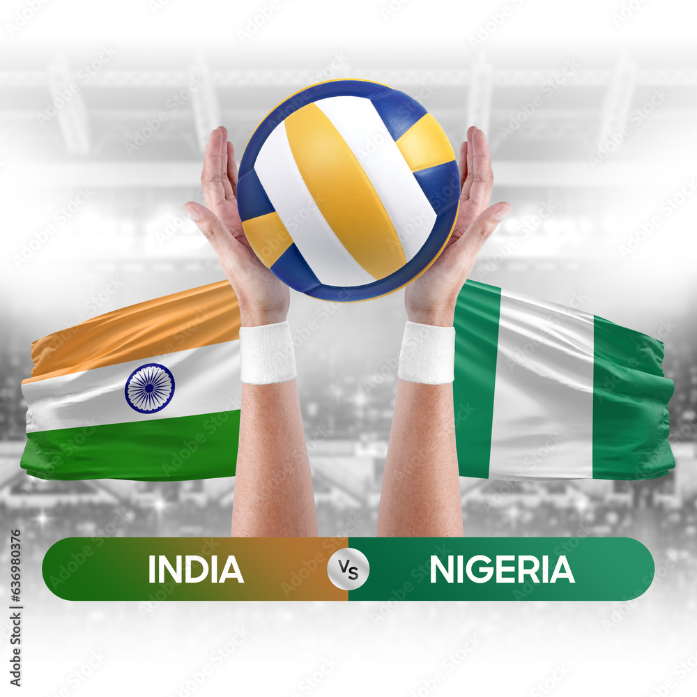 India vs Nigeria national teams volleyball volley ball match competition concept.