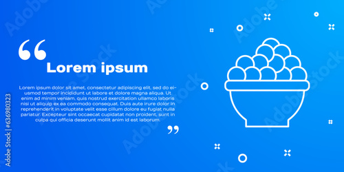 White line Caviar icon isolated on blue background. Vector