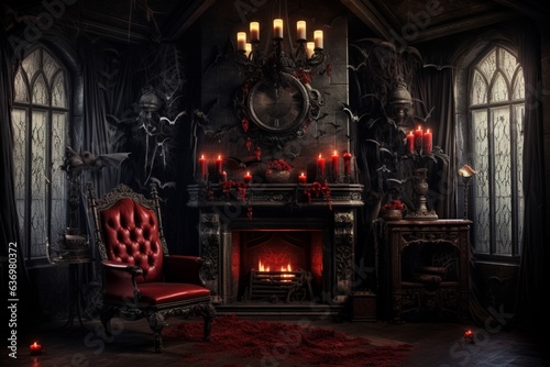Foto Halloween gothic vampire dark living room
