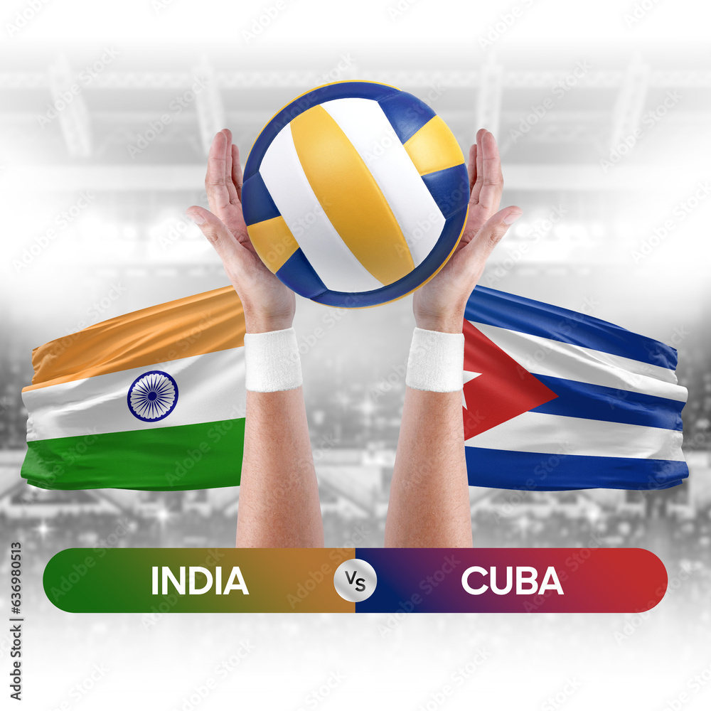 India vs Cuba national teams volleyball volley ball match competition concept.