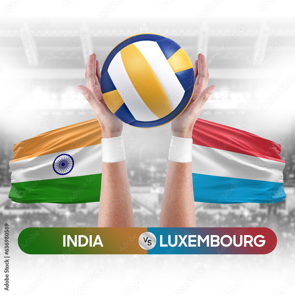 India vs Luxembourg national teams volleyball volley ball match competition concept.