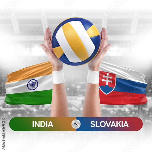 India vs Slovakia national teams volleyball volley ball match competition concept.