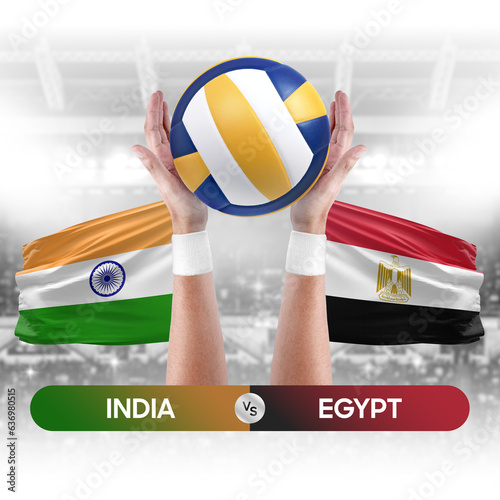 India vs Egypt national teams volleyball volley ball match competition concept.