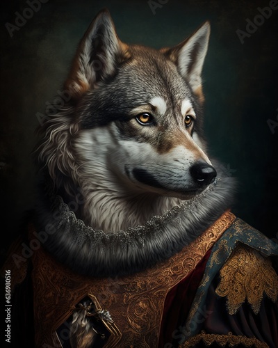 Wolf portrait in renaissance style