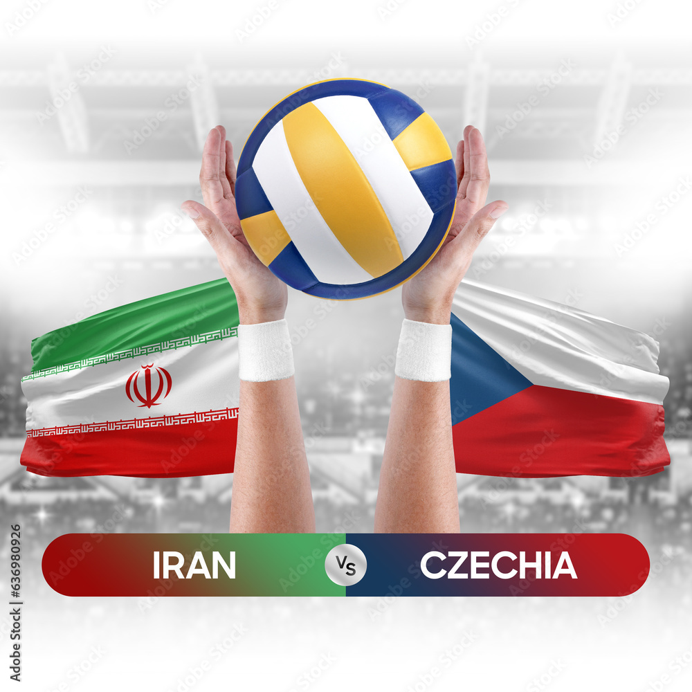 Iran vs Czechia national teams volleyball volley ball match competition concept.
