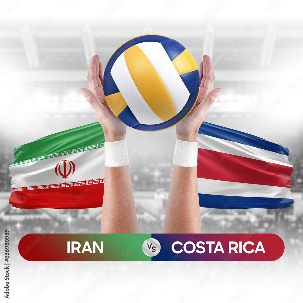 Iran vs Costa Rica national teams volleyball volley ball match competition concept.