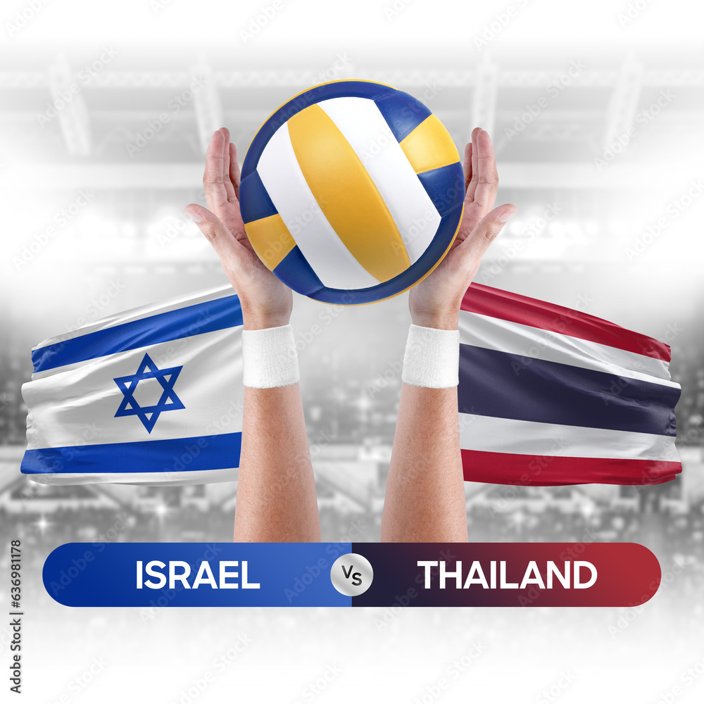 Israel vs Thailand national teams volleyball volley ball match competition concept.