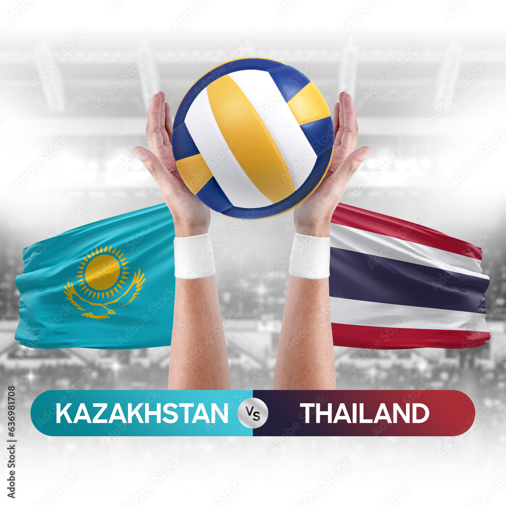 Kazakhstan vs Thailand national teams volleyball volley ball match competition concept.