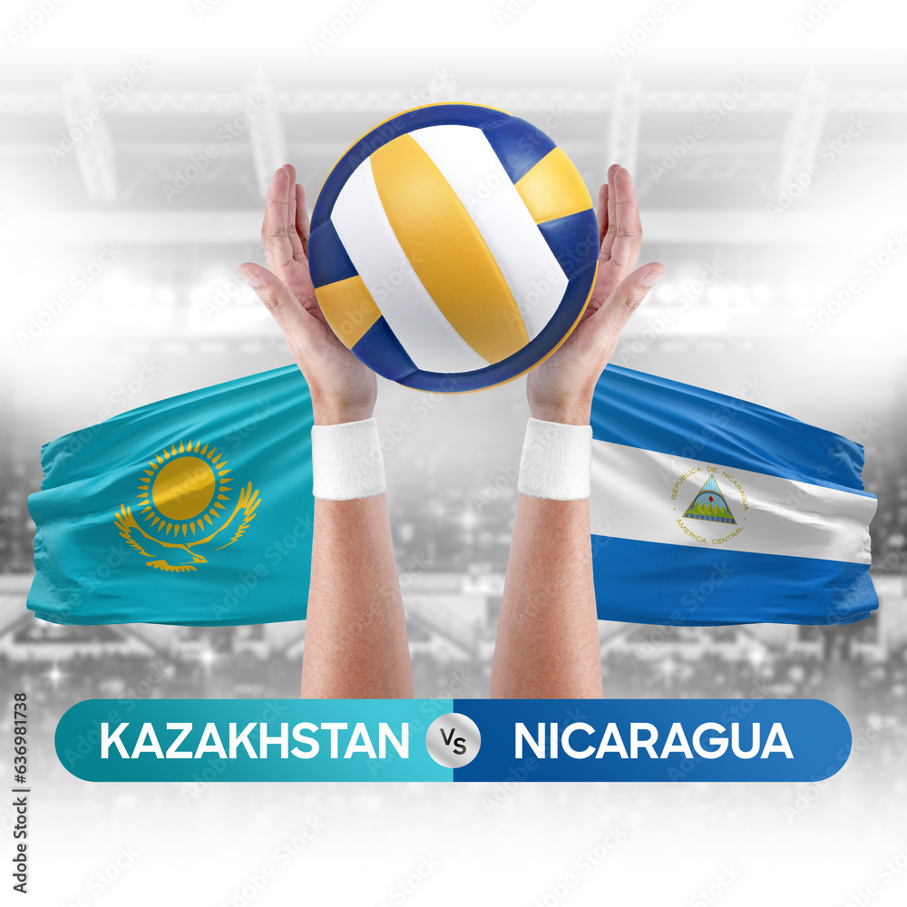 Kazakhstan vs Nicaragua national teams volleyball volley ball match competition concept.