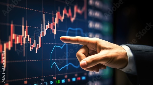 analysis finger of businessman point at trading chart.