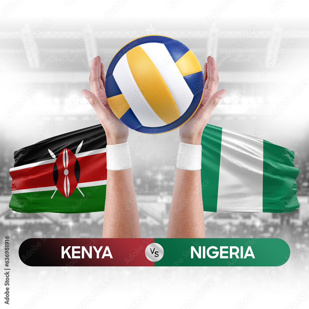 Kenya vs Nigeria national teams volleyball volley ball match competition concept.