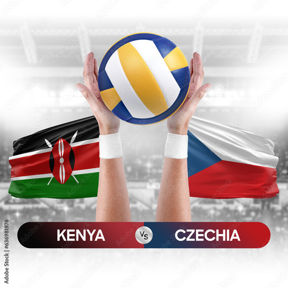 Kenya vs Czechia national teams volleyball volley ball match competition concept.