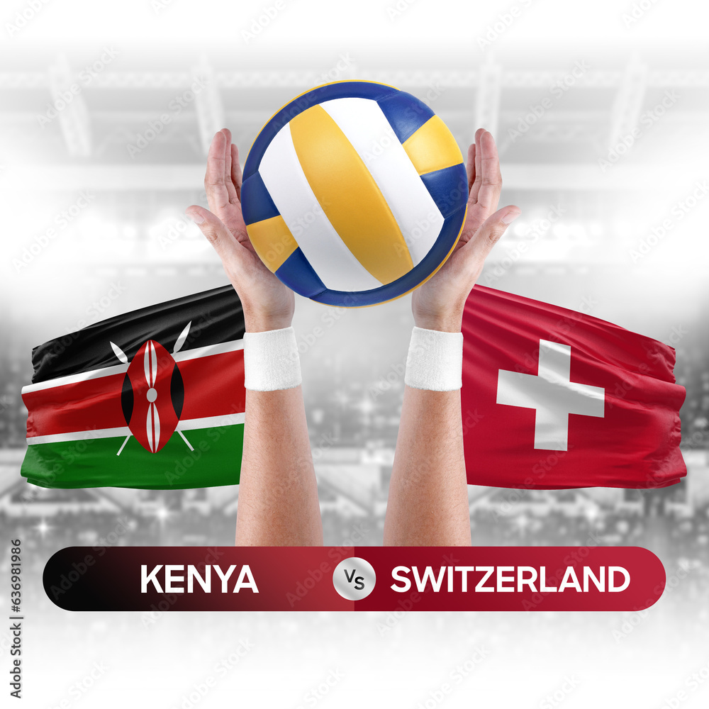 Kenya vs Switzerland national teams volleyball volley ball match competition concept.