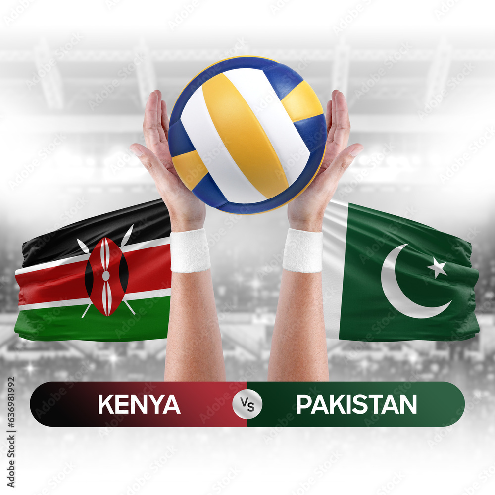 Kenya vs Pakistan national teams volleyball volley ball match competition concept.