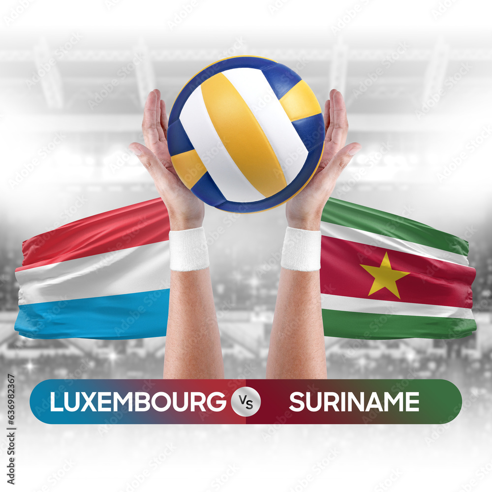 Luxembourg vs Suriname national teams volleyball volley ball match competition concept.