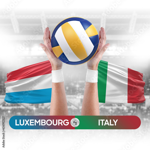 Luxembourg vs Italy national teams volleyball volley ball match competition concept.
